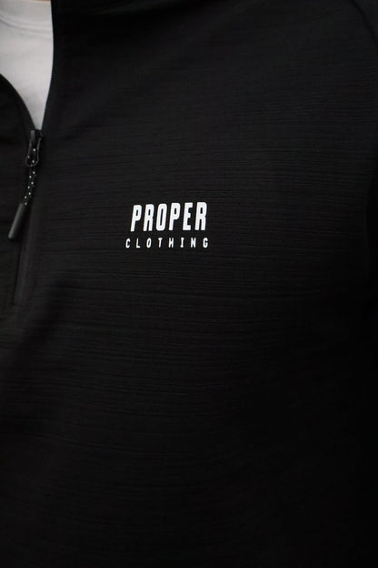 Premium Black Long Sleeve Quarter Zip Top