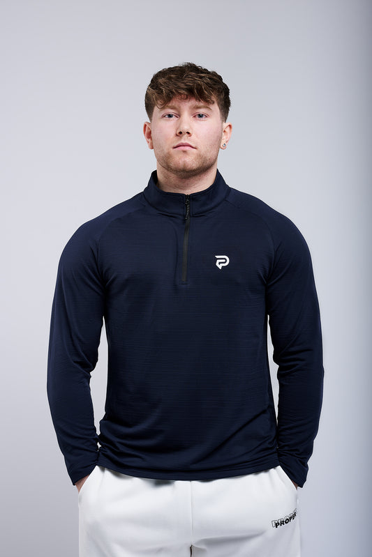 Premium Navy Long Sleeve Quarter Zip Top