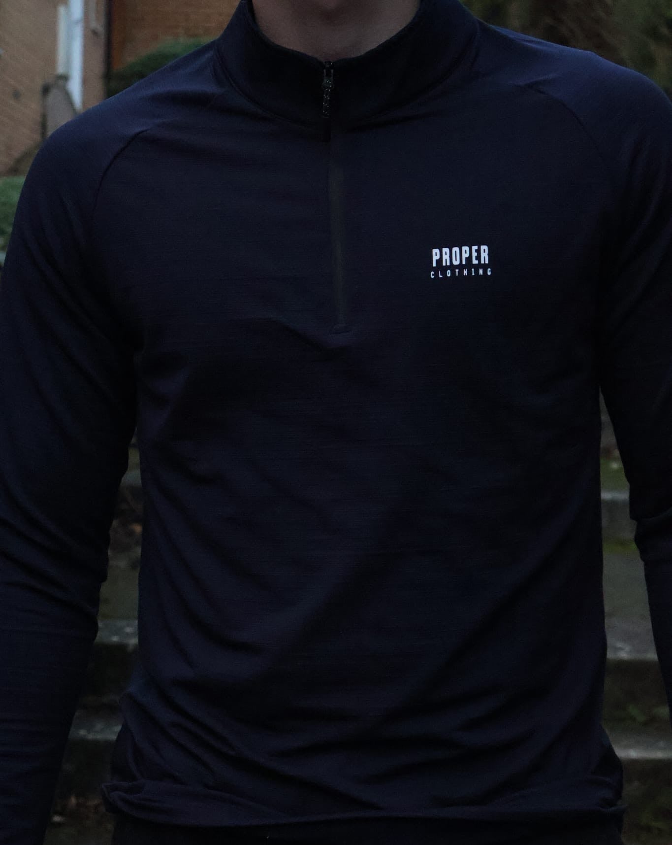 Premium Navy Long Sleeve Quarter Zip Top