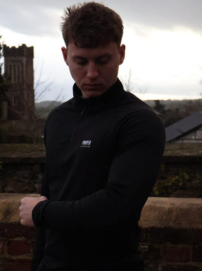 Premium Black Long Sleeve Quarter Zip Top